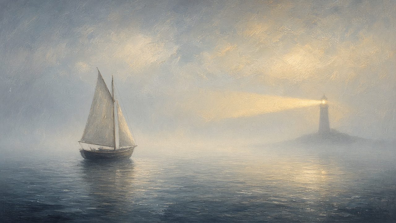 A small white sailboat on calm blue water under a clear sky, with the title When not knowing is the hardest part.